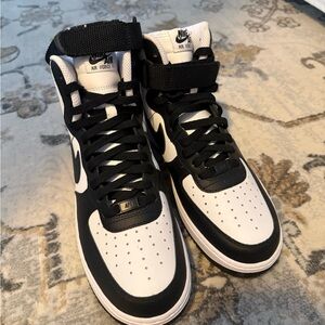 Nike Black & White High-Top Air Force 1 Sneakers